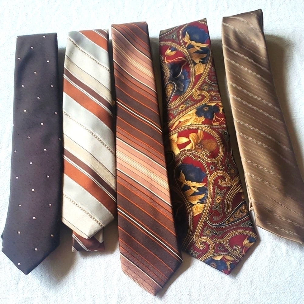 Bundle of 4 Assorted Brown Colored & Coordinating Ties